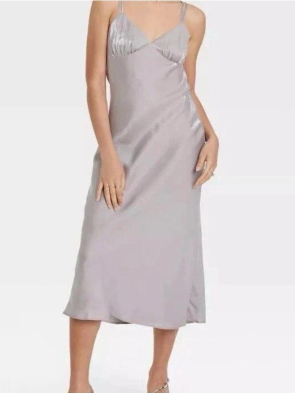 wild fable Silver Satin Slip Maxi Dress